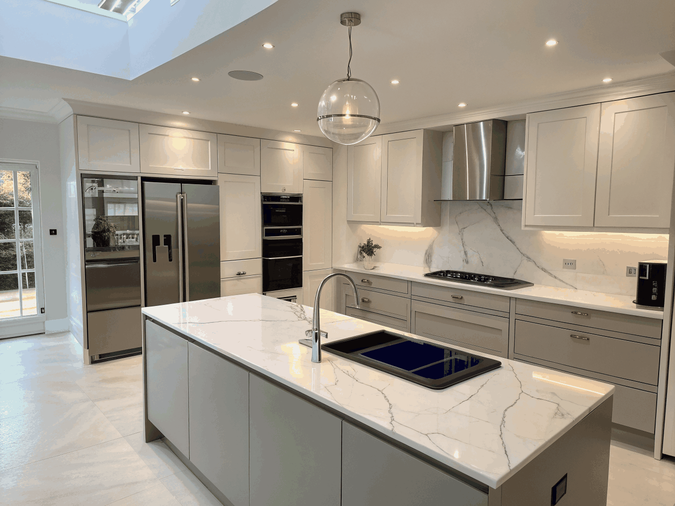 Modern Bosch kitchen appliances with built-in dishwasher and oven
