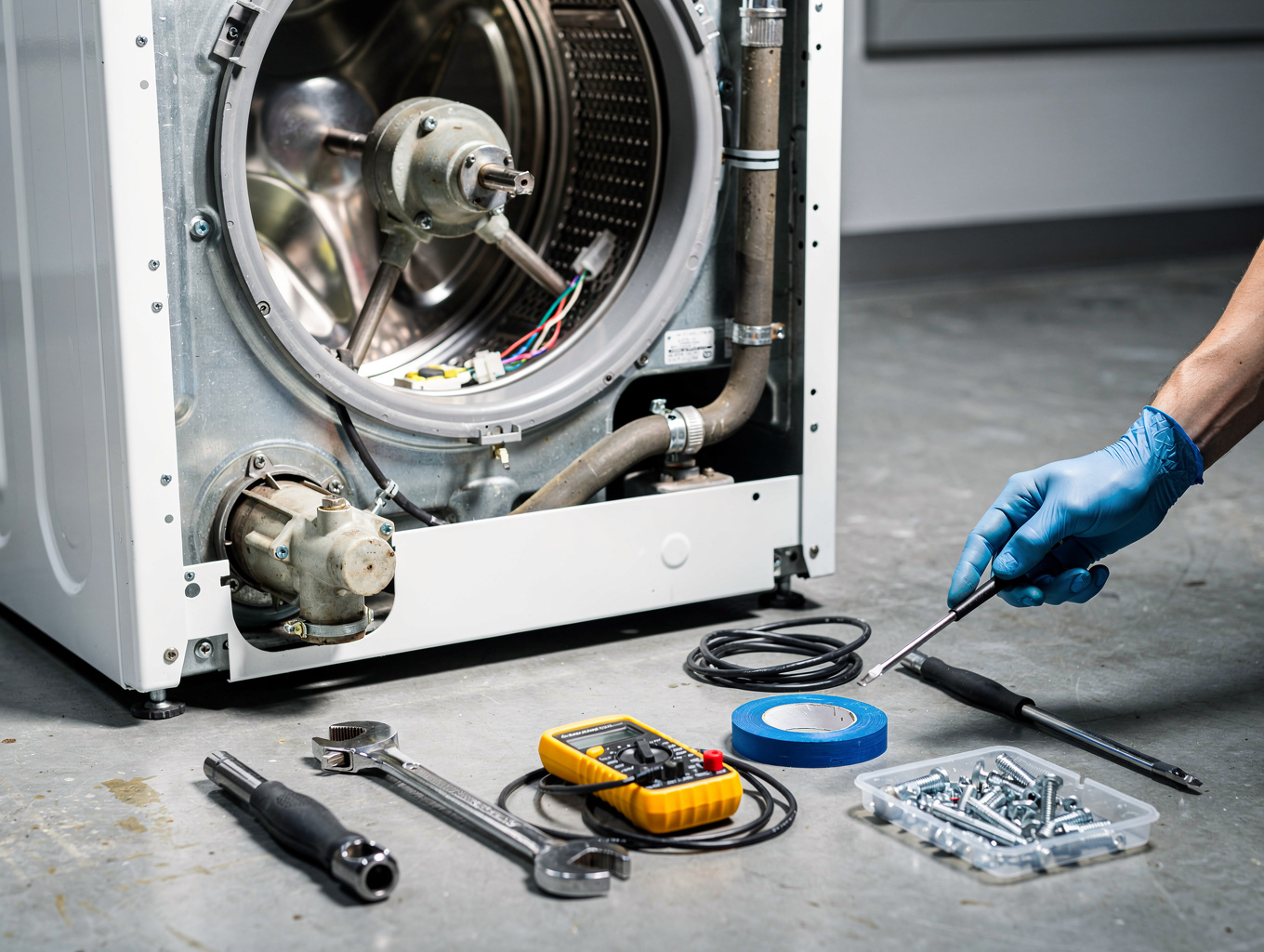 GE front load washing machine repaired by technician