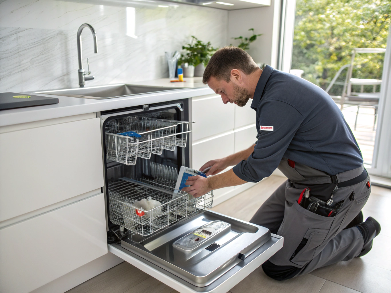 Modern LG dishwasher inspected by local appliance repair expert