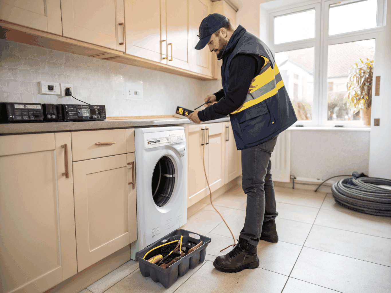 LG dryer being serviced with internal heating element replacement