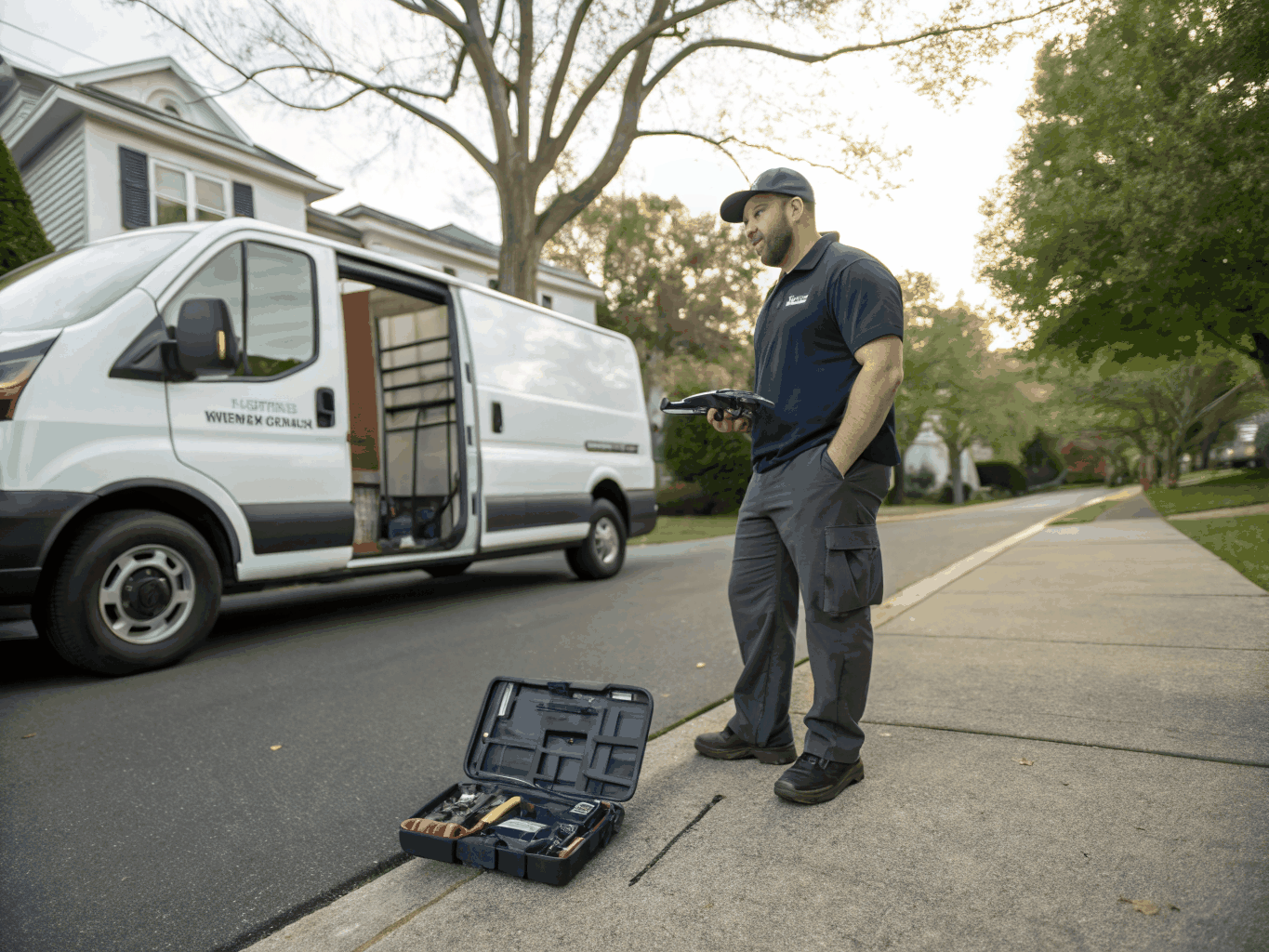 Appliance repair van in residential neighborhood in Jonesboro GA