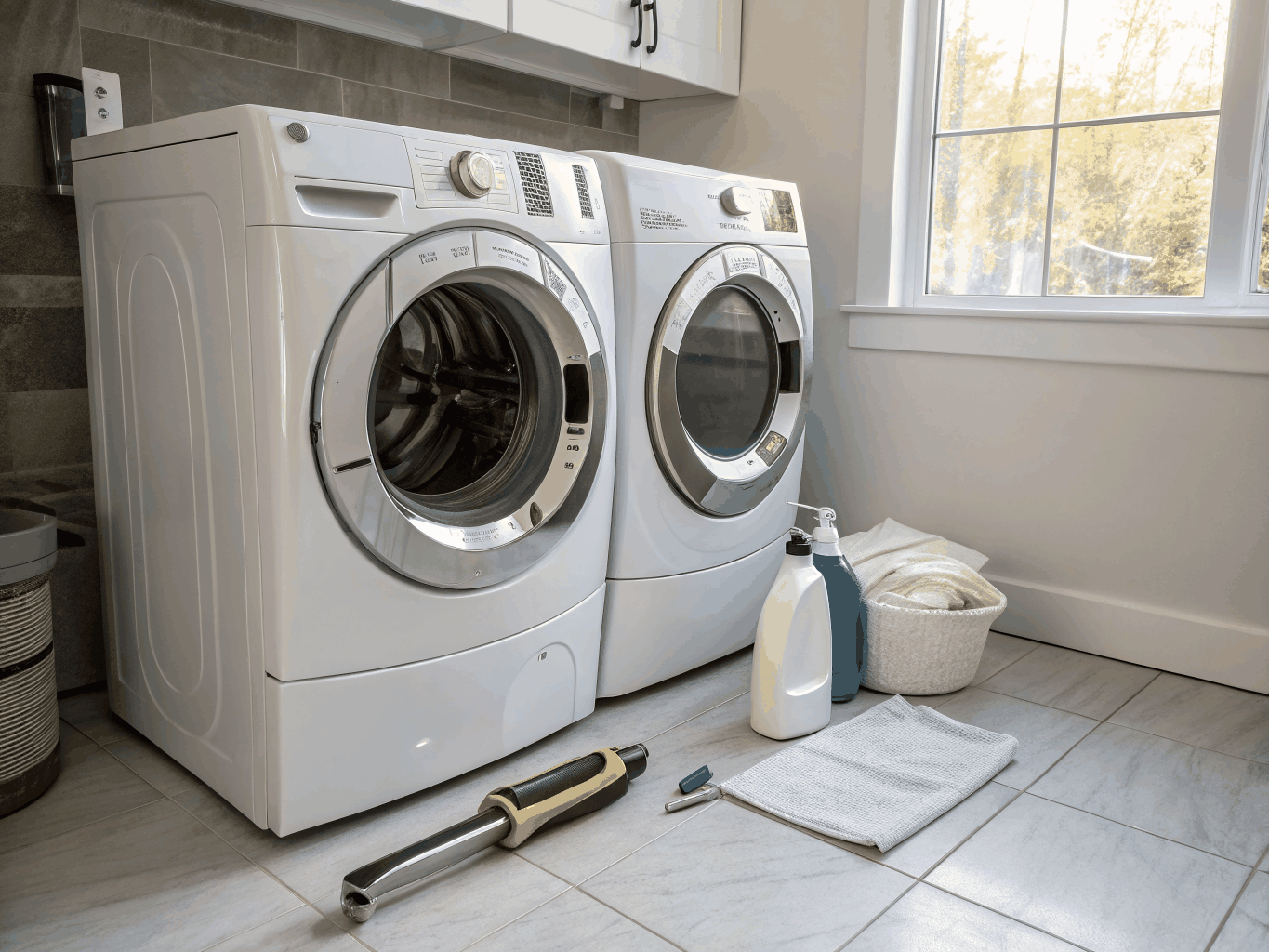 Residential home laundry room with washing machine in Lovejoy GA